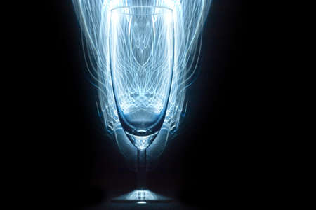 glass vessels standing on the white table, isolated backgroundの写真素材