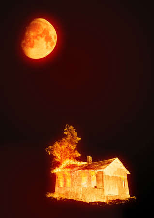 Beautiful fire scenic with simple graphic design on it. Perfect place to put text on  の写真素材