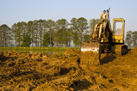digger, Heavy Duty construction equipment parked at work site 