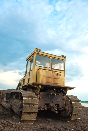 digger, Heavy Duty construction equipment parked at work siteの写真素材