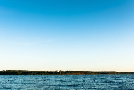 blue lake with cloudy sky, nature seriesの写真素材
