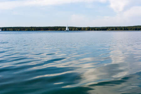 blue lake with cloudy sky, nature seriesの写真素材