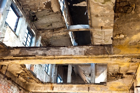 Ruins of a very heavily polluted industrial factory, the place was known as one of the most polluted place in Europe.の写真素材