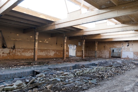 ruins of a very heavily polluted industrial factory, place was known as one of the most polluted...