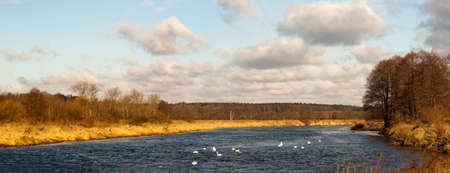 blue lake with cloudy sky, nature series