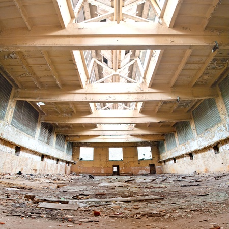 ruins of a very heavily polluted industrial factory, place was known as one of the most polluted towns in Europeの写真素材