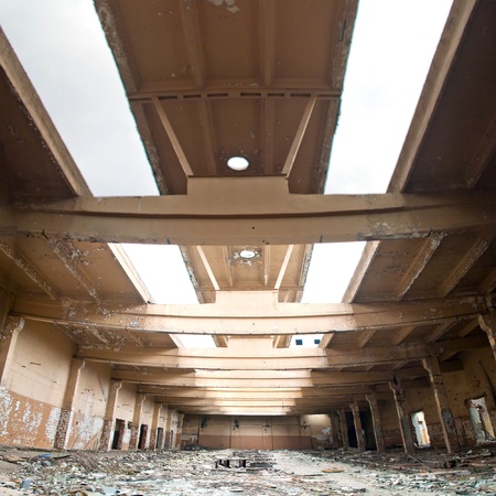 ruins of a very heavily polluted industrial factory, place was known as one of the most polluted towns in Europeの写真素材