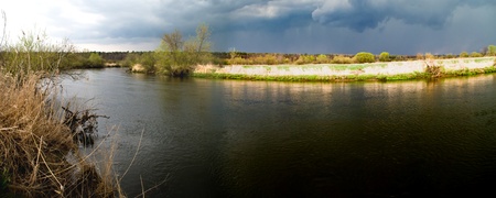blue lake with cloudy sky, nature series