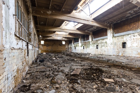 ruins of a very heavily polluted industrial factory, place was known as one of the most polluted...