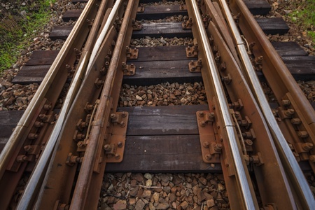 view of the railway track on a sunny dayの写真素材
