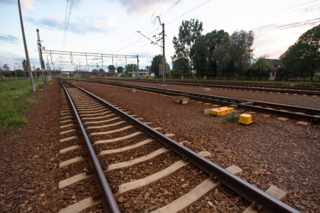 view of the railway track on a sunny dayの写真素材