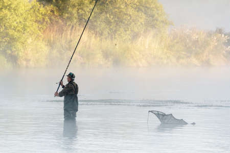fishing, fishing in a lake, nature series のeditorial素材