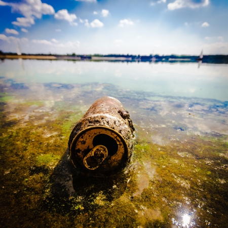 garbage polluting the natural environment, pollution, nature seriesの写真素材