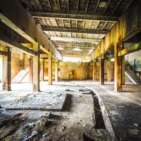 ruins of a very heavily polluted industrial factory, place was known as one of the most polluted towns in Europeのeditorial素材