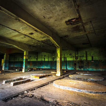 ruins of a very heavily polluted industrial factory, place was known as one of the most polluted towns in Europeのeditorial素材