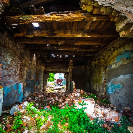 ruins of a very heavily polluted industrial factory, place was known as one of the most polluted towns in Europeのeditorial素材