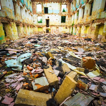 ruins of a very heavily polluted industrial factory, place was known as one of the most polluted towns in Europeのeditorial素材