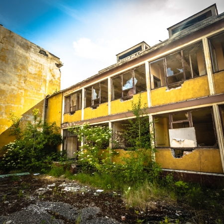 ruins of a very heavily polluted industrial factory, place was known as one of the most polluted towns in Europeのeditorial素材