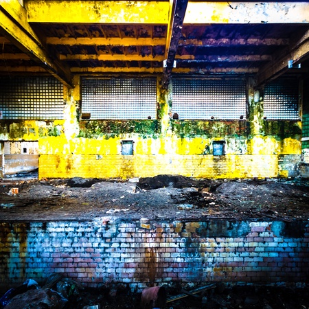 ruins of a very heavily polluted industrial factory, place was known as one of the most polluted towns in Europeのeditorial素材