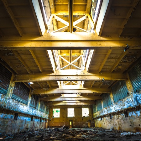 ruins of a very heavily polluted industrial factory, place was known as one of the most polluted towns in Europeのeditorial素材