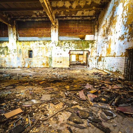ruins of a very heavily polluted industrial factory, place was known as one of the most polluted towns in Europeのeditorial素材