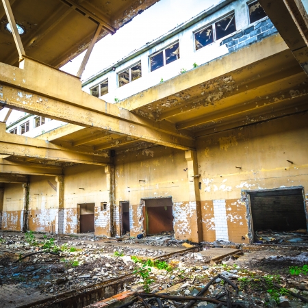 ruins of a very heavily polluted industrial factory, place was known as one of the most polluted towns in Europeのeditorial素材
