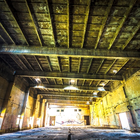 ruins of a very heavily polluted industrial factory, place was known as one of the most polluted towns in Europeの写真素材