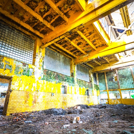 ruins of a very heavily polluted industrial factory, place was known as one of the most polluted towns in Europeの写真素材