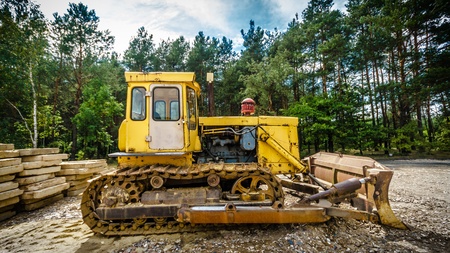 digger, heavy duty construction equipment parked at work site