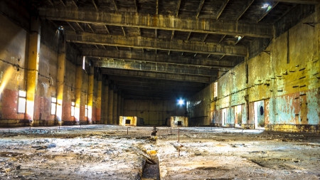 ruins of a very heavily polluted industrial factory, place was known as one of the most polluted...