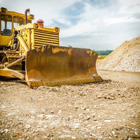 digger, heavy duty construction equipment parked at work site