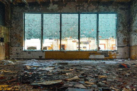 ruins of a very heavily polluted industrial factory, place was known as one of the most polluted towns in Europeの写真素材