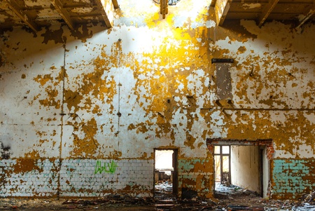 ruins of a very heavily polluted industrial factory, place was known as one of the most polluted towns in Europeの写真素材