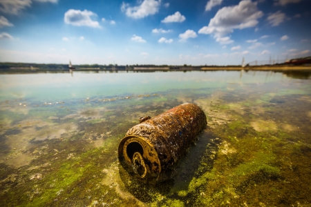 garbage polluting the natural environment, pollution, nature seriesの写真素材
