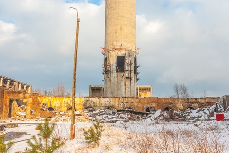 ruins of a very heavily polluted industrial factory, place was known as one of the most polluted towns in Europeの写真素材