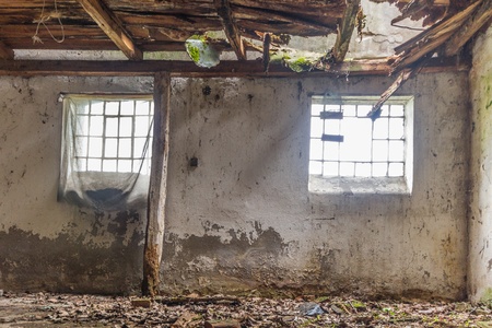 ruins of a very heavily polluted industrial factory, place was known as one of the most polluted towns in Europeの写真素材