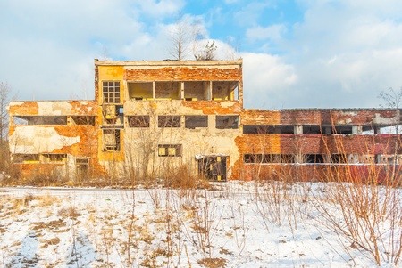ruins of a very heavily polluted industrial factory, place was known as one of the most polluted towns in Europeの写真素材
