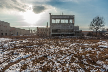 ruins of a very heavily polluted industrial factory, place was known as one of the most polluted towns in Europeの写真素材