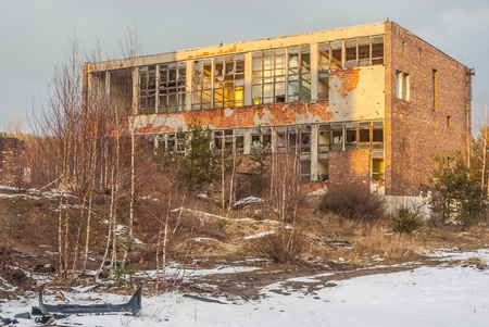 ruins of a very heavily polluted industrial factory, place was known as one of the most polluted towns in Europeの写真素材