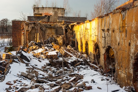 ruins of a very heavily polluted industrial factory, place was known as one of the most polluted towns in Europeの写真素材
