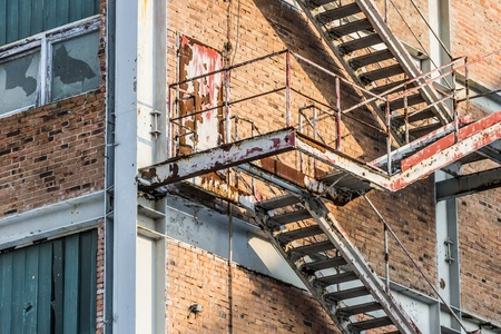 ruins of a very heavily polluted industrial factory, place was known as one of the most polluted towns in Europeの写真素材