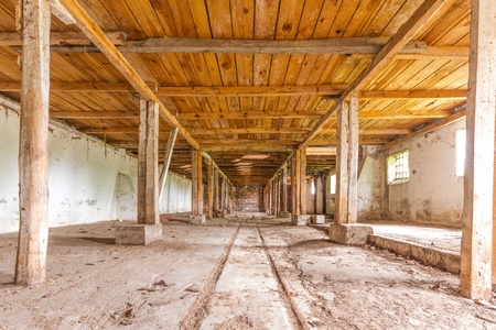 ruins of a very heavily polluted industrial factory, place was known as one of the most polluted towns in Europeの写真素材