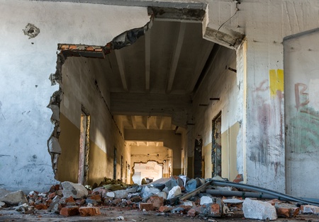 ruins of a very heavily polluted industrial factory, place was known as one of the most polluted towns in Europeの写真素材