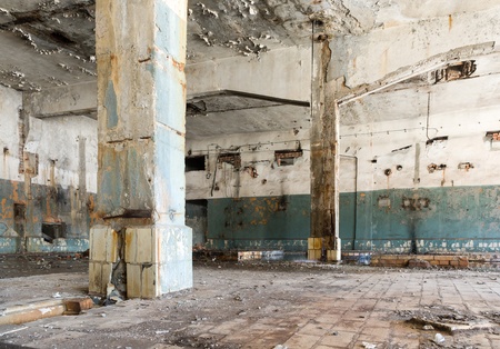 ruins of a very heavily polluted industrial factory, place was known as one of the most polluted towns in Europeの写真素材