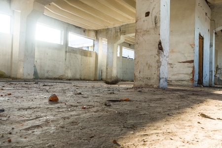 ruins of a very heavily polluted industrial factory, place was known as one of the most polluted towns in Europeの写真素材