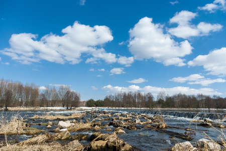 blue lake with cloudy sky, nature seriesの写真素材