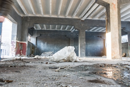 ruins of a very heavily polluted industrial factory, place was known as one of the most polluted...