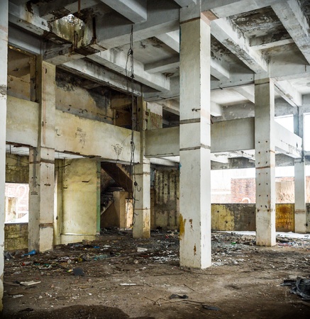 ruins of a very heavily polluted industrial factory, place was known as one of the most polluted towns in Europeの写真素材