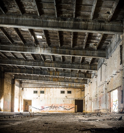 ruins of a very heavily polluted industrial factory, place was known as one of the most polluted towns in Europeの写真素材