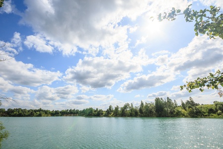 blue lake with cloudy sky, nature seriesの写真素材
